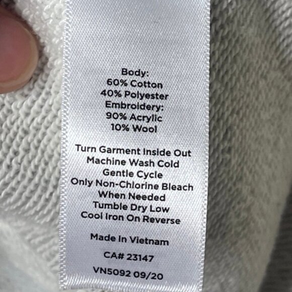 TALBOTS | Gray Long Sleeve Crewneck Sweatshirt with Embroidered Hearts | Size XS - Picture 10 of 13